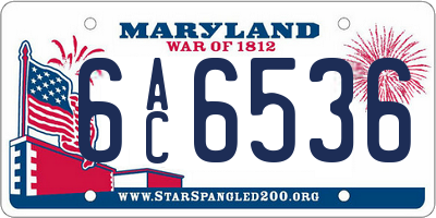 MD license plate 6AC6536