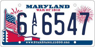 MD license plate 6AC6547