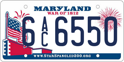 MD license plate 6AC6550