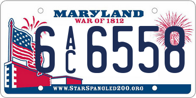 MD license plate 6AC6558
