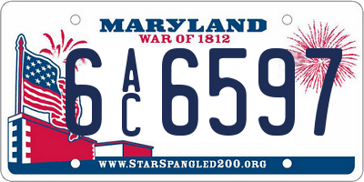 MD license plate 6AC6597