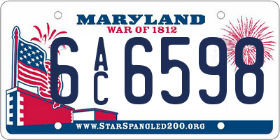 MD license plate 6AC6598