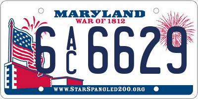 MD license plate 6AC6629