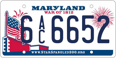 MD license plate 6AC6652