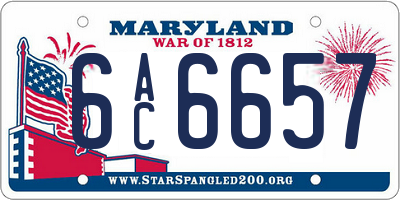 MD license plate 6AC6657