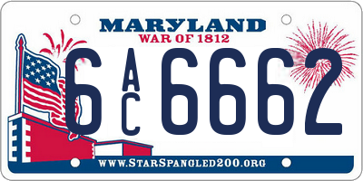MD license plate 6AC6662
