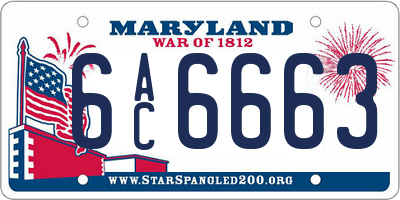 MD license plate 6AC6663