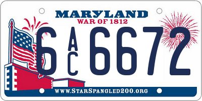 MD license plate 6AC6672