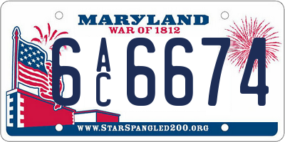 MD license plate 6AC6674
