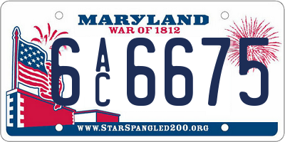 MD license plate 6AC6675