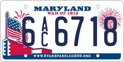 MD license plate 6AC6718
