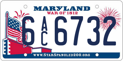 MD license plate 6AC6732