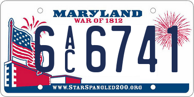 MD license plate 6AC6741