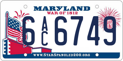 MD license plate 6AC6749