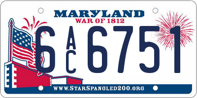 MD license plate 6AC6751
