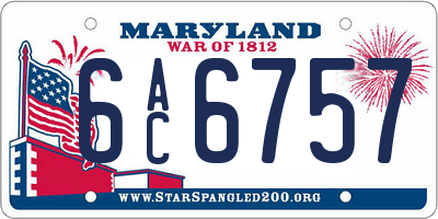 MD license plate 6AC6757