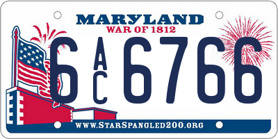 MD license plate 6AC6766