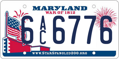 MD license plate 6AC6776