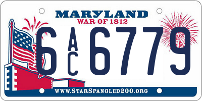 MD license plate 6AC6779