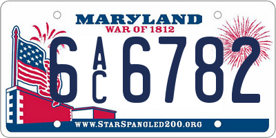 MD license plate 6AC6782