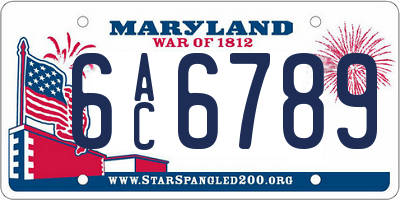 MD license plate 6AC6789