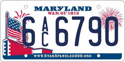 MD license plate 6AC6790
