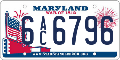 MD license plate 6AC6796