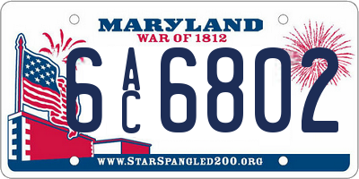 MD license plate 6AC6802