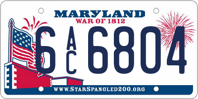 MD license plate 6AC6804