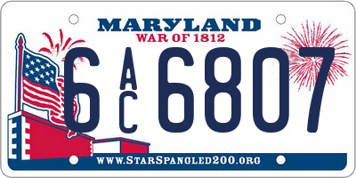 MD license plate 6AC6807