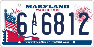 MD license plate 6AC6812