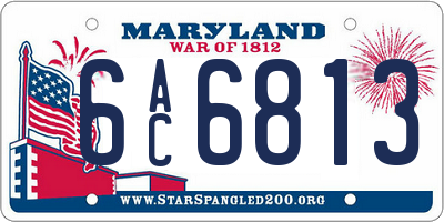 MD license plate 6AC6813
