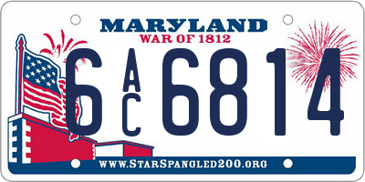 MD license plate 6AC6814