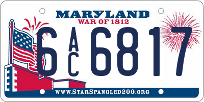 MD license plate 6AC6817
