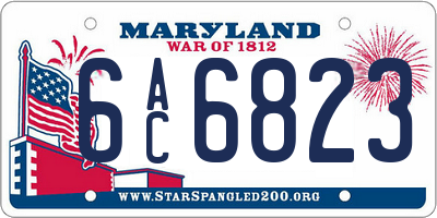 MD license plate 6AC6823
