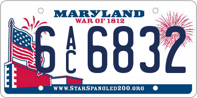 MD license plate 6AC6832