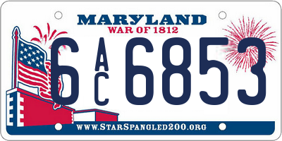 MD license plate 6AC6853