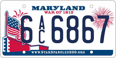 MD license plate 6AC6867
