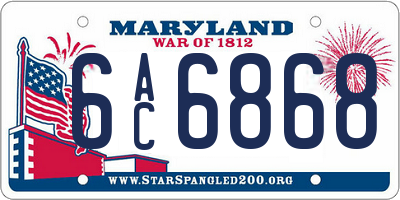 MD license plate 6AC6868
