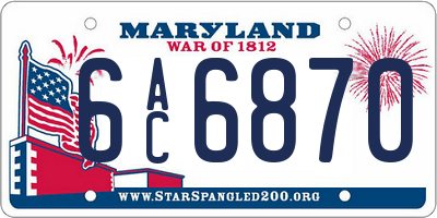 MD license plate 6AC6870