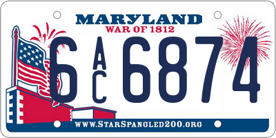 MD license plate 6AC6874