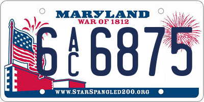 MD license plate 6AC6875