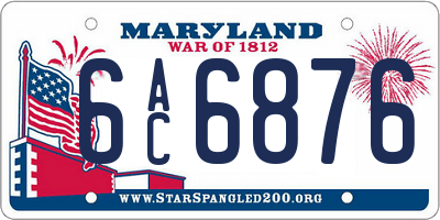 MD license plate 6AC6876