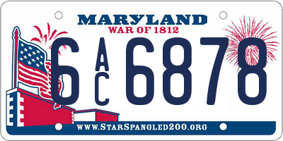 MD license plate 6AC6878