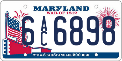MD license plate 6AC6898
