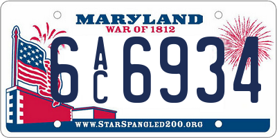 MD license plate 6AC6934