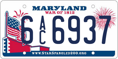 MD license plate 6AC6937