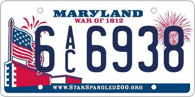 MD license plate 6AC6938