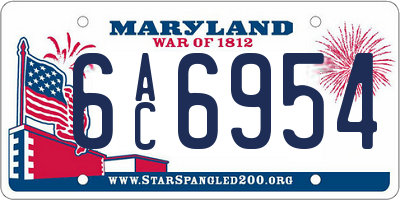 MD license plate 6AC6954