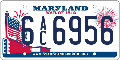 MD license plate 6AC6956